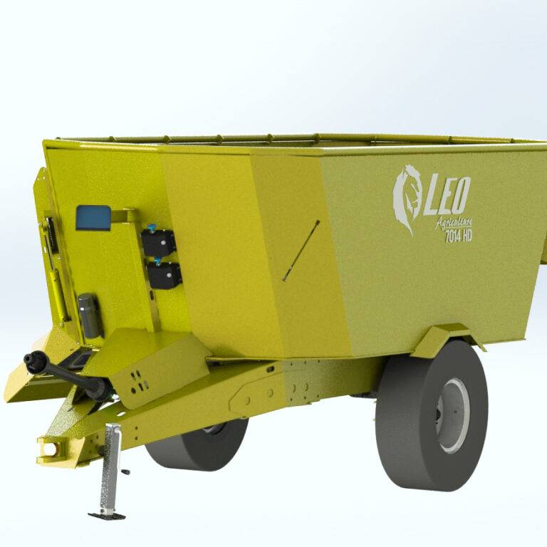 7014 VT 001 Yellow Manure Spreader and TMR feed mixer from LEO Agriculture (misstrooier en voermenger)  LOW PROFILE + TMR Vertical Feed Mixer Knife