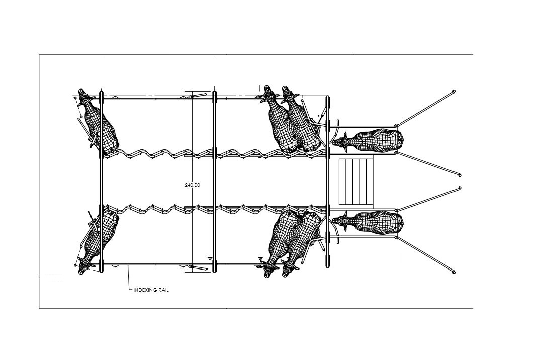 Parrabone dairy parlor 2D top-view layout diagram — stall spacing and configuration planning
